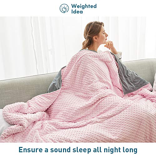 Weighted Idea Heavy Weighted Blanket 25 lbs with Removable Cover 60''x80'' Grey/Pink Dot