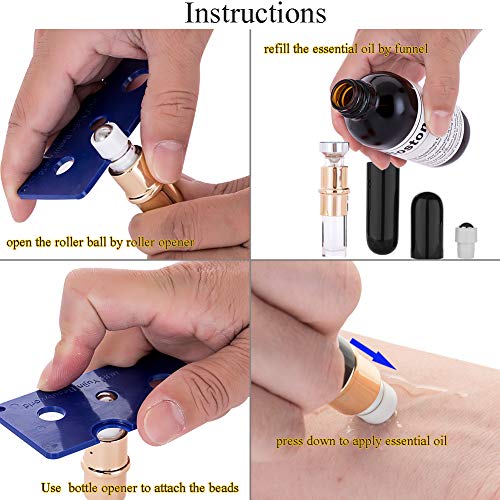 Roller Bottle - 6ml Aluminum Roll-on Bottle with Stainless Rollers for Essential Oil, Essences, Perfumes,Included 2 Funnels,1 Roller Opener,2 Pipettes (6 pcs) - Thumbnail 4
