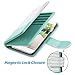 ULAK Compatible with iPhone 8 case with Card Holder, PU Leather iPhone 7 Wallet Case with Credit Card Slot Magnetic Closure Flip Wallet Case Cover for Apple iPhone 7/8 4.7 inch- Minimal Mint Stripes