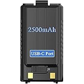 Original UV-5RM Battery Pack 2500mAh with USB-C Port for Baofeng UV-5RM K5PLUS GM-5RH UV-5G Plus Two Way Radios