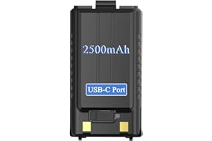 VMUKSAN Original UV-5RM Battery Pack 2500mAh with USB-C Port for Baofeng UV-5RM K5PLUS GM-5RH UV-5G Plus Two Way Radios