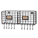 WALL35 Foyer Organizer Wire Rack Wall Mountable with 10 Hooks for Keys Hats Umbrellas Coats and Bags Black