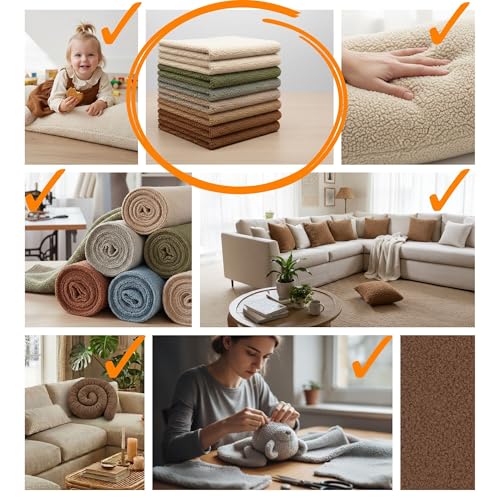 Bouclé Upholstery Fabric 5 m x 140 cm – Fabric by the Metre for Sofas, Fabric for Sofas, Fabric for Sofas Sold by the Metre, Ideal for Cushions, Oeko Tex Cover Brown