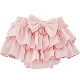 RUKOSU Baby Girls Bloomer Skirt Shorts Bowknot Cotton Gauze Ruffle Diaper Cover Shorts Briefs Cute Bloomers Underpants