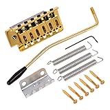 Kmise Electric Guitar Tremolo Bridge Single Locking System For Fender Strat Guitar Parts Replacement (Gold)