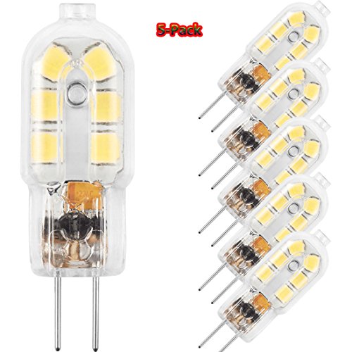BAILIDA G4 LED Bulb, 12V JC Bi Pin Bulb, 20W Halogen Bulb Replacement, Daylight White 6000K, 5-Pack