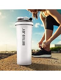 Bottled Joy - Botella mezcladora de proteínas con 3 capas de almacenamiento de giro y bloqueo, 100% libre de BPA, a prueba de fugas, para fitness, deportes, nutrición, suplementos antideslizantes, botella mezcladora de 20.3 fl oz, L