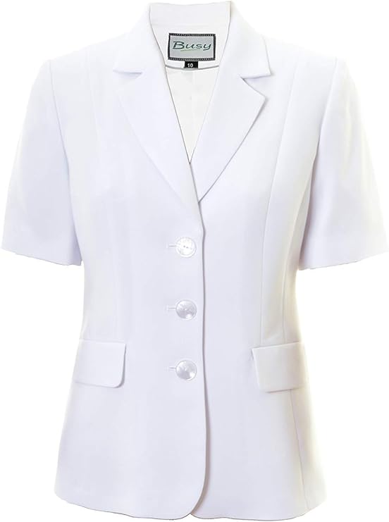 Busy Clothing Women Short Sleeve Jacket White Amazon.co.uk Clothing