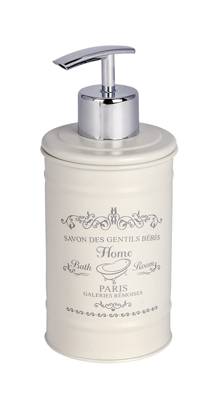 WENKO Soap Dispenser, Steel, Beige - 350 ml, Refillable