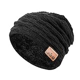 Pococina Bluetooth Slouchy Daily Beanie Hat with Wireless Headphones for Men Women, Unisex Double Layer Music Winter Warm Knit Hat Cap with Built in Earphones (2018 New Version) - 028 Black