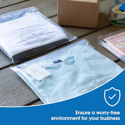 11x14 Self Seal Poly Bags - 500 Count, Clear Resealable, Suffocation Warning, For T-Shirts & FBA