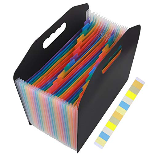 Expanding File Folder 24 Pockets with Handle, OUSL Letter Size A4 Expandable File Organizer, Monthly Accordion Document Organize Planner
