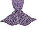 AmyHomie Mermaid Tail Blanket, Little Mermaid Blanket Soft Crochet All Seasons Sleeping Blanket for Kids, Mermaid Gift for Girls(Lavender,Kids)