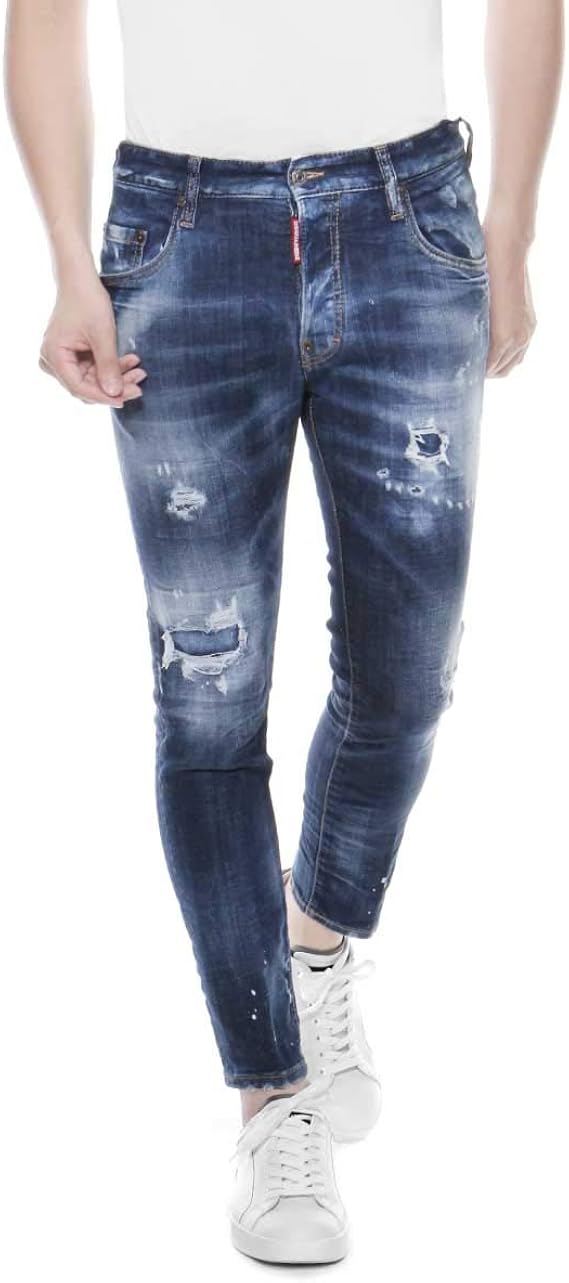 Amazon ディースクエアード Dsquared 2 クラッシュ リメイク加工 ジーンズ Skater ブルー 48 S74lb0764 S 470 並行輸入品 ジーンズ 通販