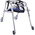 Folding Walker for Kids with Wheels,Aluminum Alloy Height Adjustable Walker, Lightweight Posterior Rollator Walker,Anti-Backward Size Kids Walker for Disabled Injured Rehabilitation Training