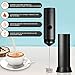 Womice Milk Frother, Double Whisk Head Electric Foam Maker - 304 Stainless Steel - Handheld Battery Operated Whisk Drink Mixer - Perfect For Latte, Coffee, Cappuccino - Includes Stand.