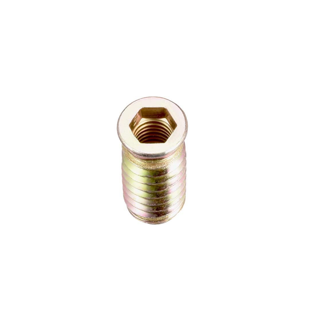 sourcing map Wood Furniture M8x30mm Threaded Insert Nuts Interface Hex Socket Drive 50pcs