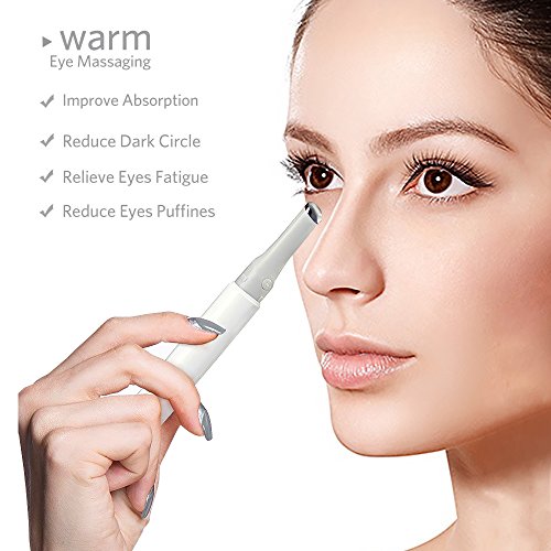 2-in-1Heated Sonic Eye Massager Wand Eyelash Curler Brush Vibration, Electric Multifunctional Beauty Tool Relieving Dark Circle, Fatigue and Puffiness, Eye and Facial Skin Care Massager Wand