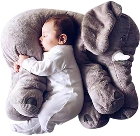 BA Baby Kids Children Toddler Soft Plush Elephant Sleep Pillow Lumbar Cushion Toys (grey)