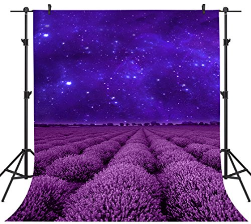 FHZON 5x7ft Purple Lavender Manor Photography Backdrop Beautiful Blue Starry Sky Background Themed Party YouTube Backdrops Photo Booth Studio Props KFH005