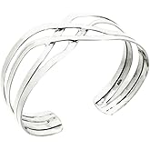 VN Jewelry Women's 925 Sterling Silver Chunky Plain Bangle Bracelet - Statement Silver Cuff Bangle for Ladies and Girls