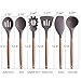 Mapthon Silicone Cooking Kitchen Utensils Set 6 PCS with Wooden Handle for Non-Sticker Cookware Heat-Resistant Kitchen Gadgets Serving Spoons, Slotted Turner, Spatula, Spaghetti Server(Grey)