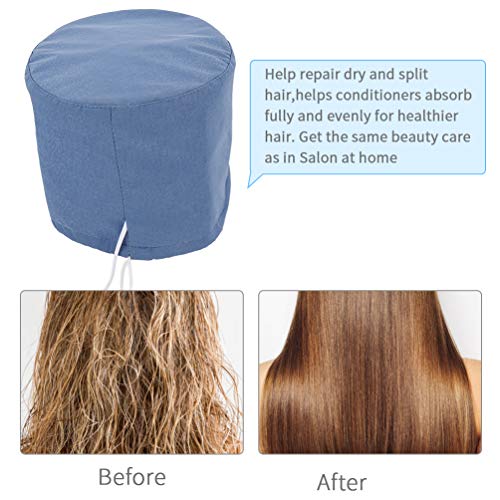 Upgrade Heating Cap for Hair Spa Beauty Steamer Nourishing Hat Hair Thermal Treatment Cap with 2 Mode Temperature Control, Blue
