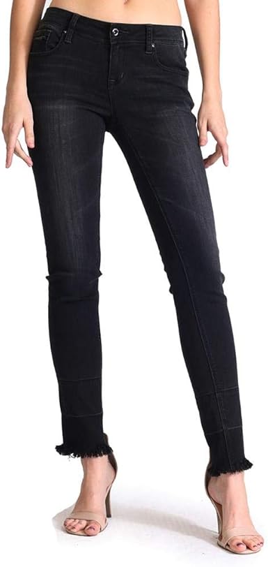 womens black frayed hem jeans
