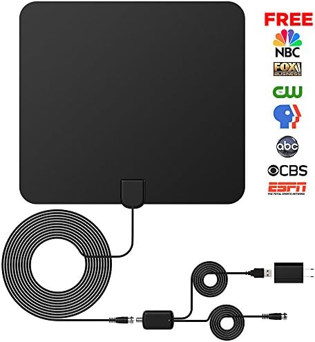 QERY TV Antenna, Indoor Amplified 1080P HDTV Antenna 50 to 100 Mile Range with Detachable Amplifier Signal Booster and 16FT High Performance Coax Cable - Upgraded Version Better Reception
