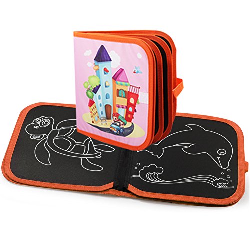 Leiyini Travel Doodle Mat Portable Drawing Board Children Mess Free Chalk Board Doodle & Drawing Book Early Educational Learning Toy (B)