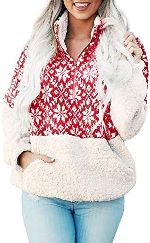 Fuzzy Jacket✿Zip Jacket,Fuzzy Hoodie,Teddy Coat，Christmas Outwear,Fur Outwear Women Sweatshirt Jumper Pocket