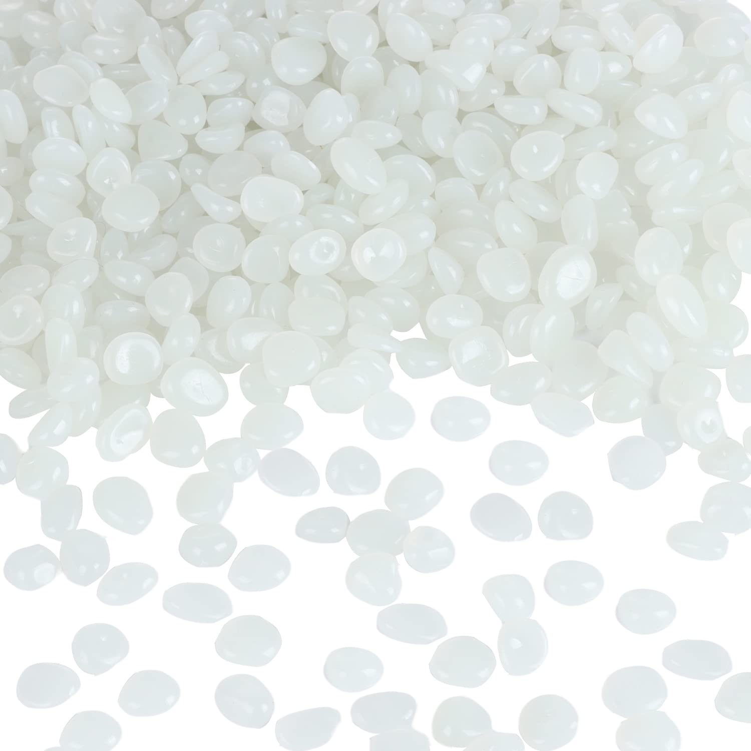 Photo 1 of 900pcs Glow in The Dark Rocks Outdoor Decorations Stones Small Luminous Pebbles Indoor/Outdoor Decor for Garden Fish Tank Aquarium Planter Walkway - White