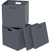Sandmovie 11 Inches Gray Plastic Collapsible Storage Cubes, Foldable Cube Organizer Storage Bin, 4 Packs