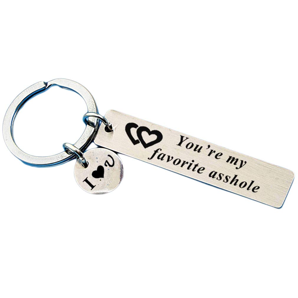 JK Home Funny Couple Keychain You're My Favorite Asshole Jewelry for Her Boyfriend Gift Husband - Stainless Steel Keyring - Gifts Lover Christmas Valentines Day — image 1