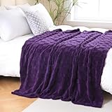 Linecooo Deep Purple Fleece Throw Blanket