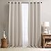 jinchan Curtains for Bedroom Linen Textured Room Darkening Drapes 84 inch Long Living Room Curtain in Greyish Beige One Panel primary