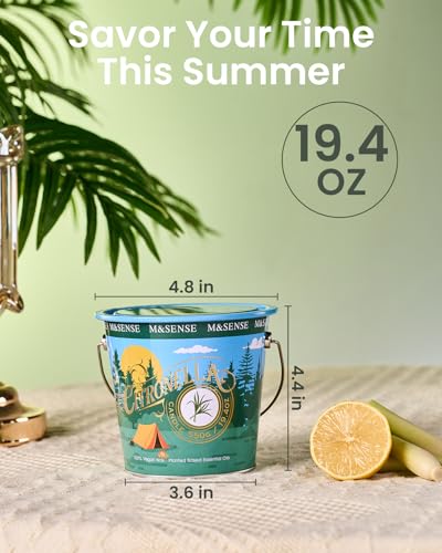 M&SENSE Citronella Candles Outdoor, 120 Hours Burn Natural Citronella Oil Soy Candle for Patio Camping, 19.4oz Large Long Lasting Lemongrass Summer Candles for Indoor Home Scented