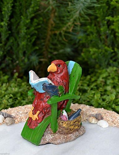 Miniature Dollhouse FAIRY GARDEN Sea BEACH Island Parrot Reading Lounge Chair