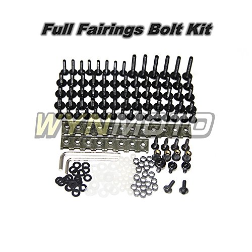 WYNMOTO Yamaha R1 YZF-1000 R1 2009 2010 2011 Full Motorcycle Fairings Aluminum Fasteners Bolt Kit Body Screws Hardware Clips (Black)