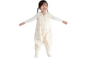 Duomiaomiao 1.5 TOG Toddler Sleep Sack 12-24 Months 100% Cotton Four Season Side Open Zipper Baby Sleep Sack with Feet, Breathable Toddler Wearable Blanket