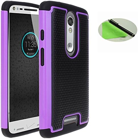 Moto Droid Turbo 2 Case,Coolzu Dual Layer PC and Inner TPU Shockproof Cases Heavy Duty Shock Absorbing Dual Layer Protection Cover for Moto X Force (Purple)