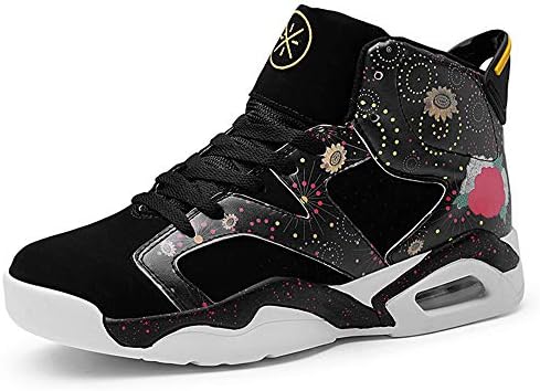 Willsky Men's Basketball Shoes, Basketball Trainers Lightweight Shock Absorption Basketball Boots Air cushion Breathable Running Shoes,Black,41
