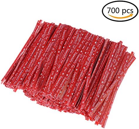 Ensunpal 700pcs Twist Ties Colorful Metallic Package Cable Ties Reusable,Red