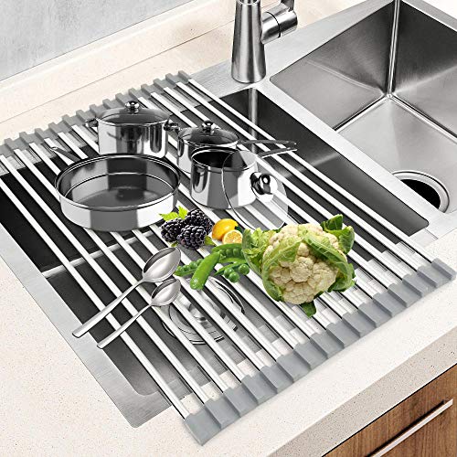 Dish Drying Rack 17.6" x 16", GTING Over Sink Roll Up Large Dish