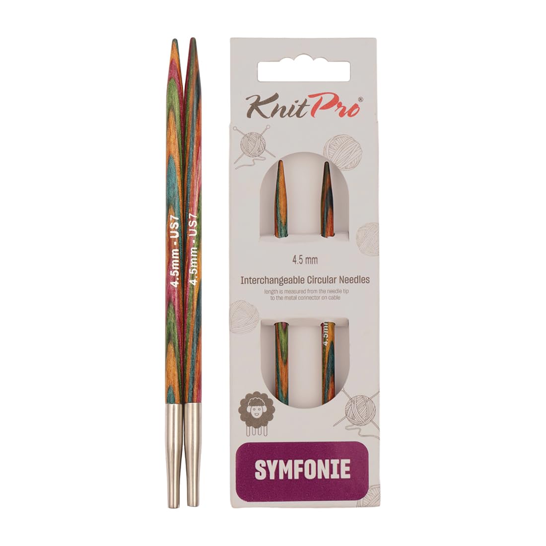 KnitPro Symfonie Interchangeable Circular Needles 5" (13cm) | 4.50mm