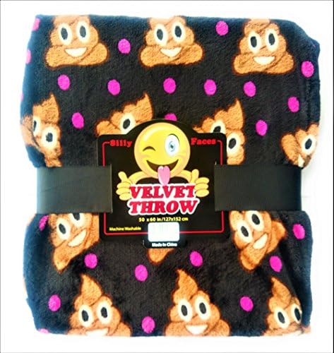 Velvet Fleece Emoji Throw Blanket (Poop Emoji)