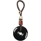 Mansiyuyee Lucky Donut Good Luck Keychain for Women with Openable Knot, Handmade Jade Lucky Charms Meaning Safe and Good Luck