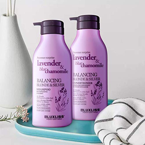 Luxliss Purple Shampoo and Conditioner for Blonde Hair, Natural Sodium