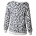 ECOWISH Women's Casual Leopard Print Pullover Long Sleeve Sweatshirts Top Blouse Gray XL