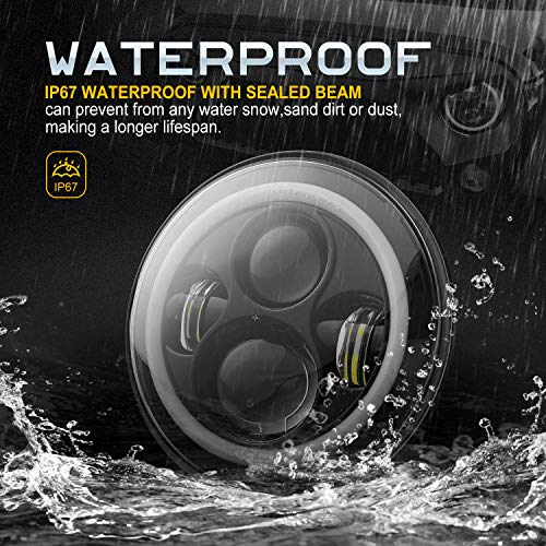 LXLIGHT Dot Approved 7inch LED Headlights with White DRL/Amber Turn